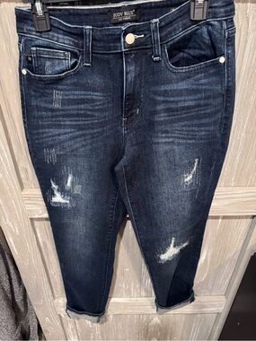 Judy Blue Dark Indigo Distressed Boyfriend Jeans
